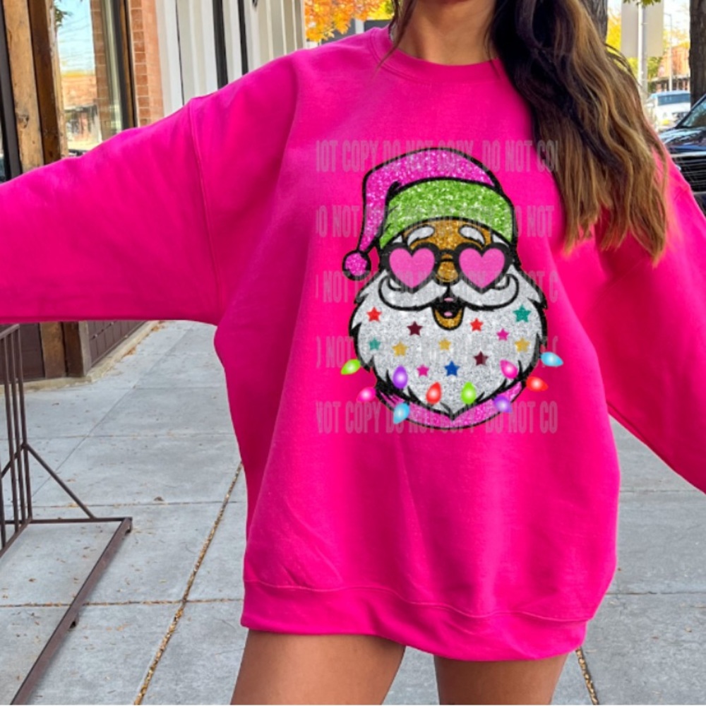 Faux Glitter Santa Sweatshirt Sweater‎ Christmas Top